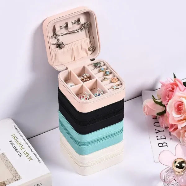 Jewelry Organizer Box , Mini Jewelry Box Travel Pu Leather